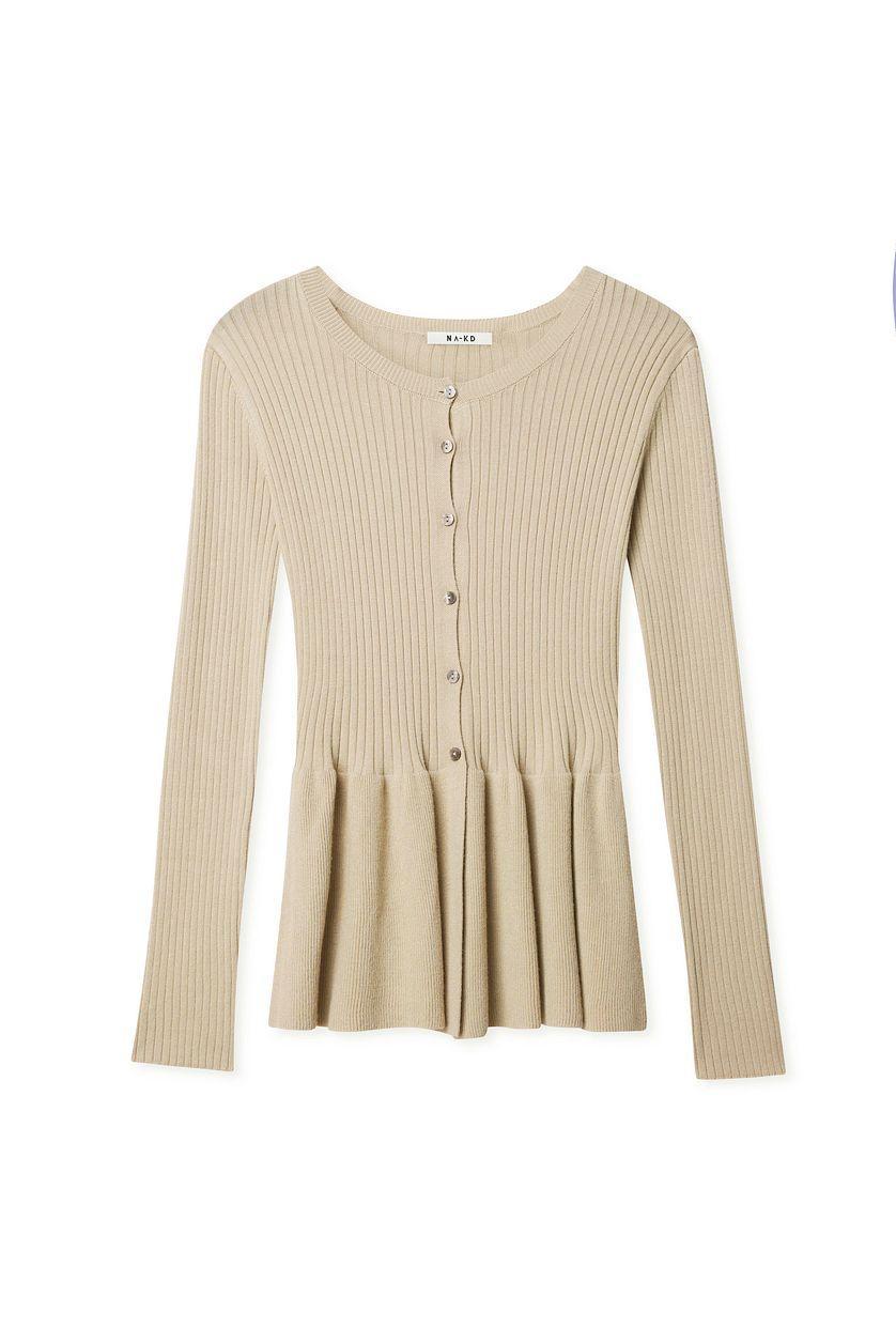 Knitted Peplum Top Beige Product Image