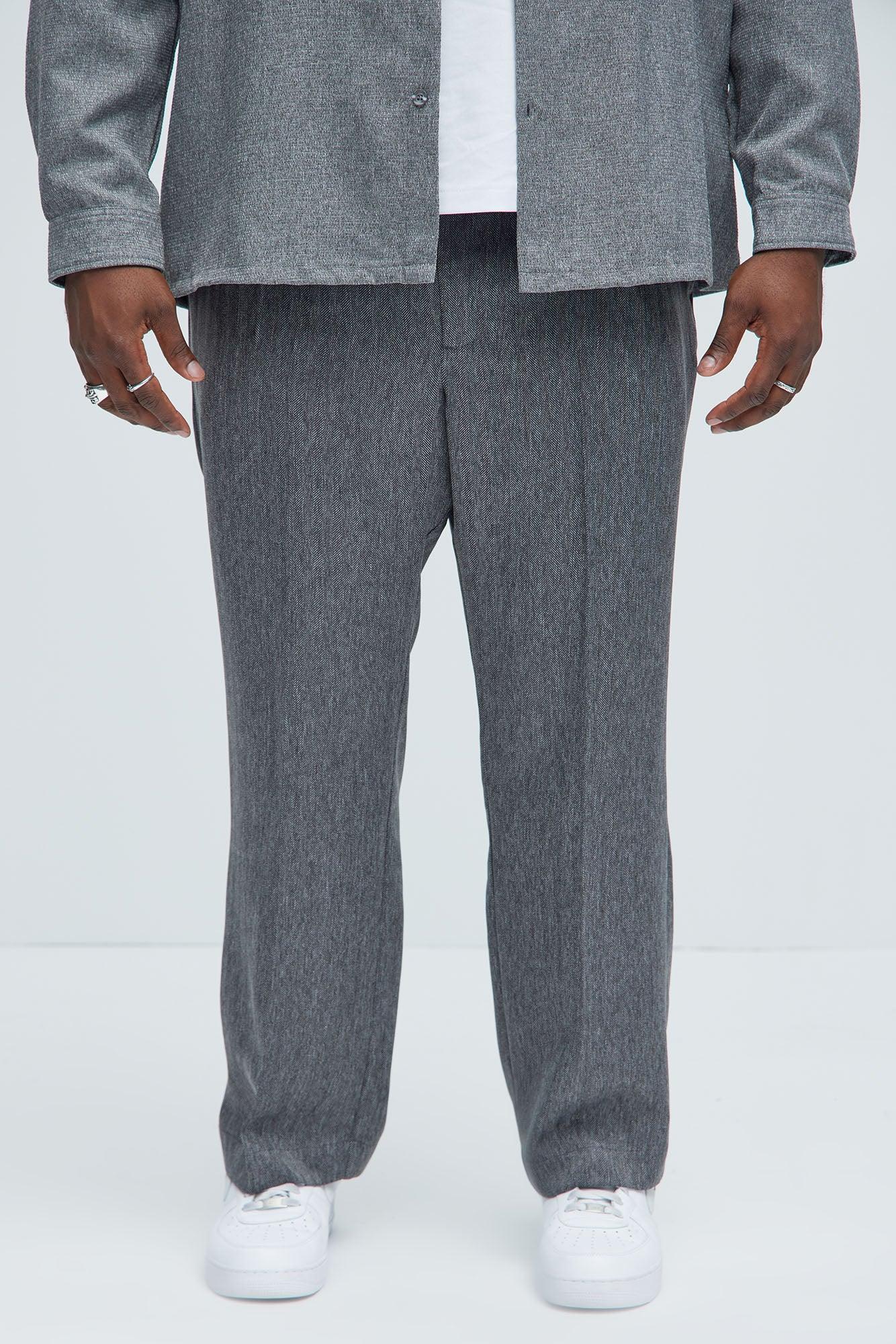 Double Time Pleated Straight Trousers - Grey/combo Product Image