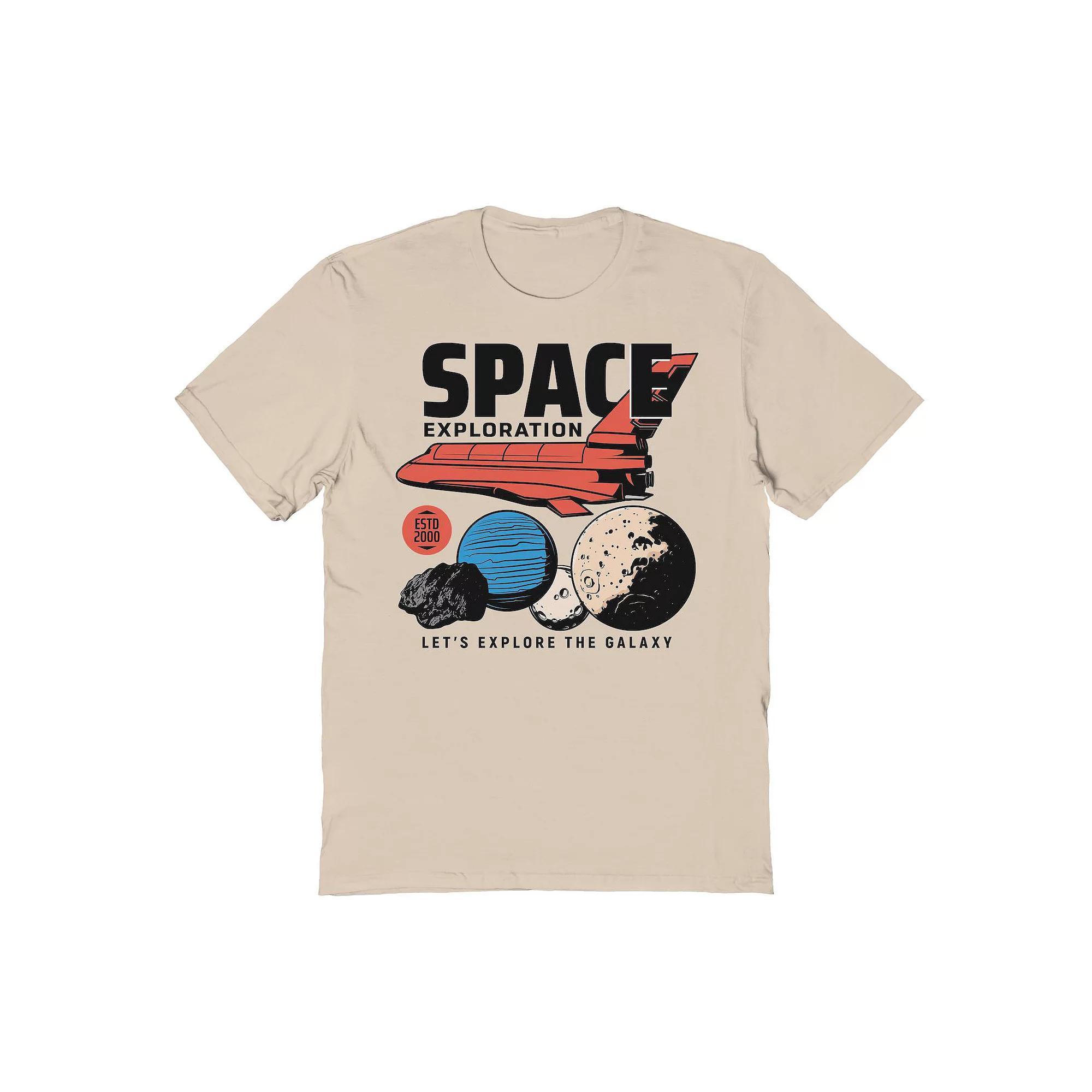 Men's Space Shuttle Exploring The Galaxy Graphic Tee, Size: Small, Brown Product Image