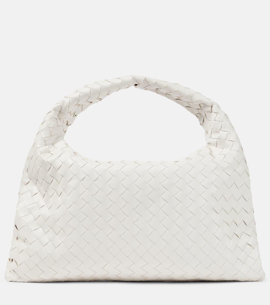 BOTTEGA VENETA Hop Small Leather Shoulder Bag In Ivory Product Image