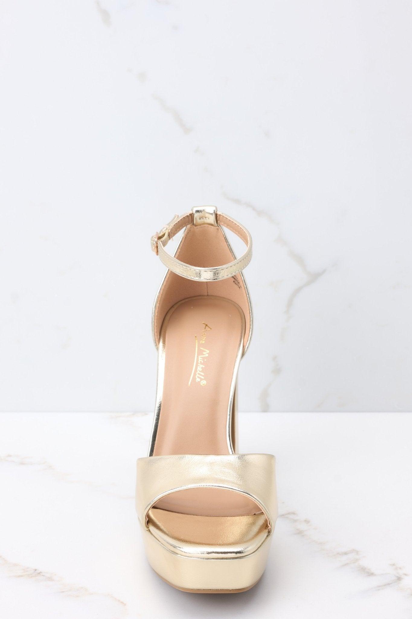 Shine Over Gold Ankle Strap Heels Product Image