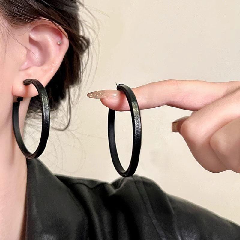 Faux Leather Hoop Earring Product Image