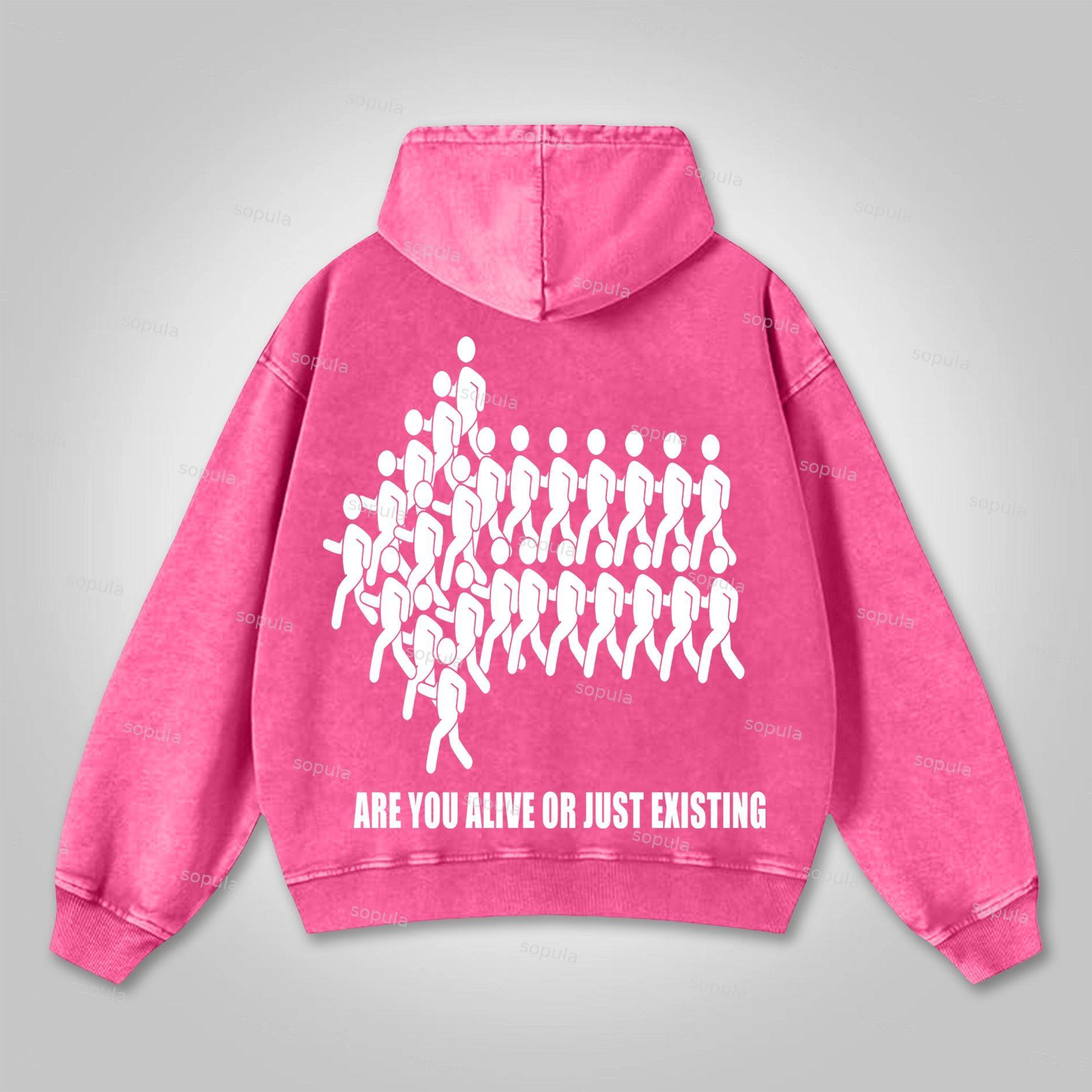 Sopula Are You Alive Or Just Existing Graphic Washed Hoodie Product Image