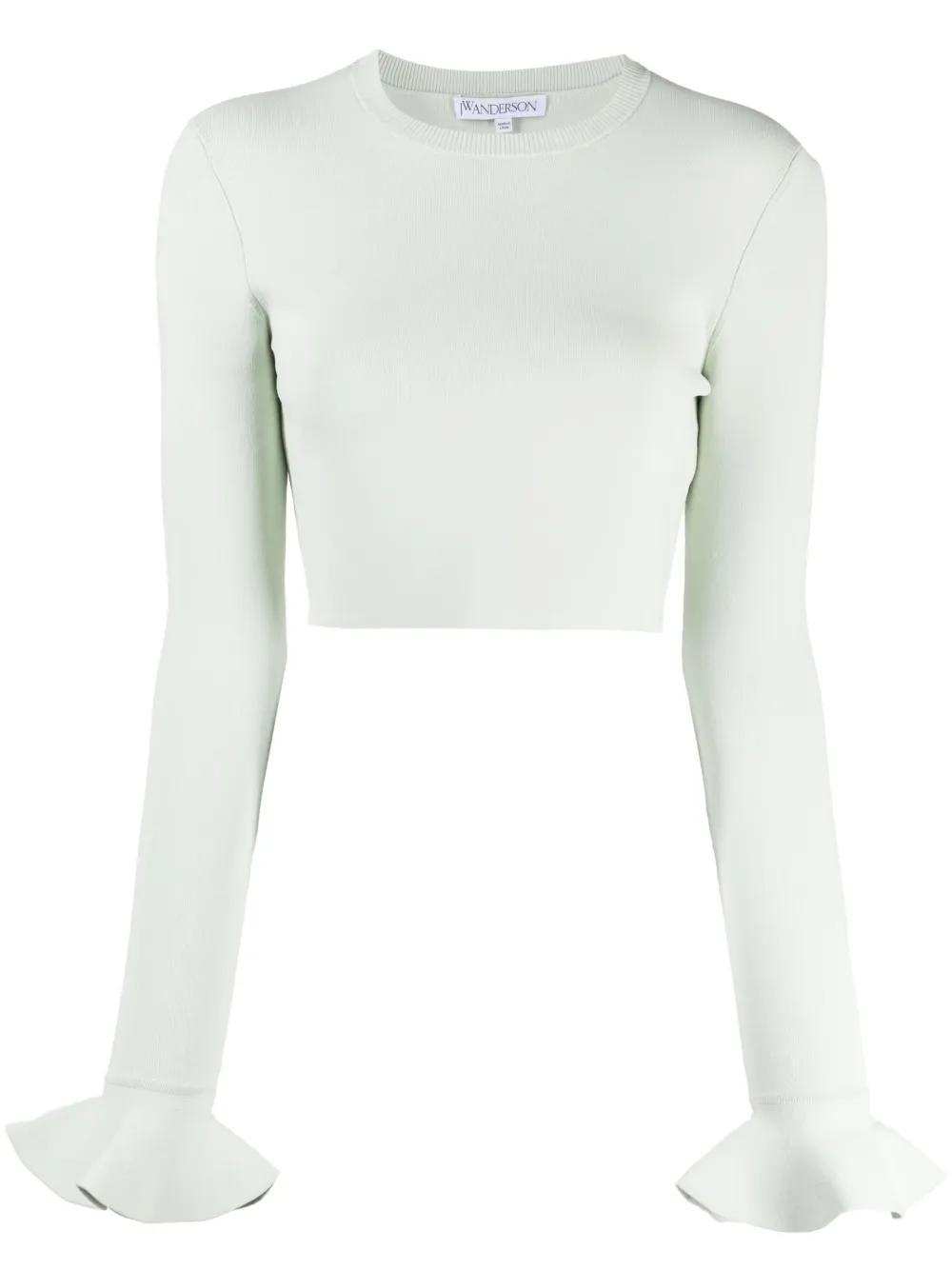 JW ANDERSON Ruffle-detail Cropped Top In Mint Product Image