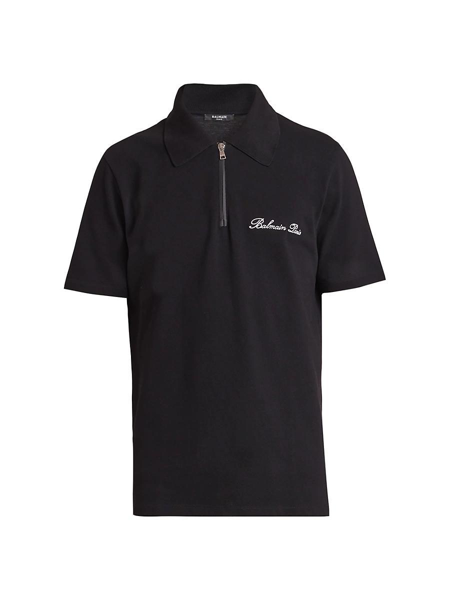 Mens Embroidered Zip Polo Shirt Product Image