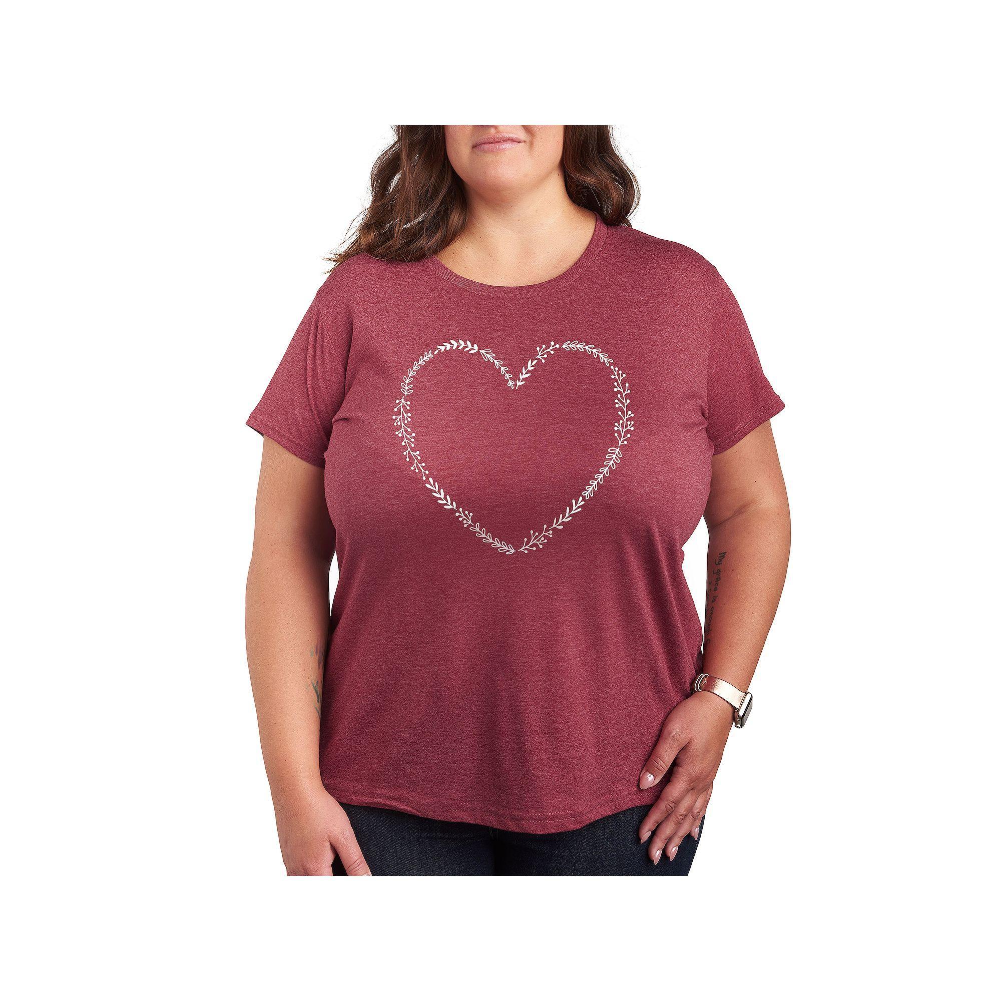 Plus Floral Heart Outline Graphic Tee, Women's,  Product Image