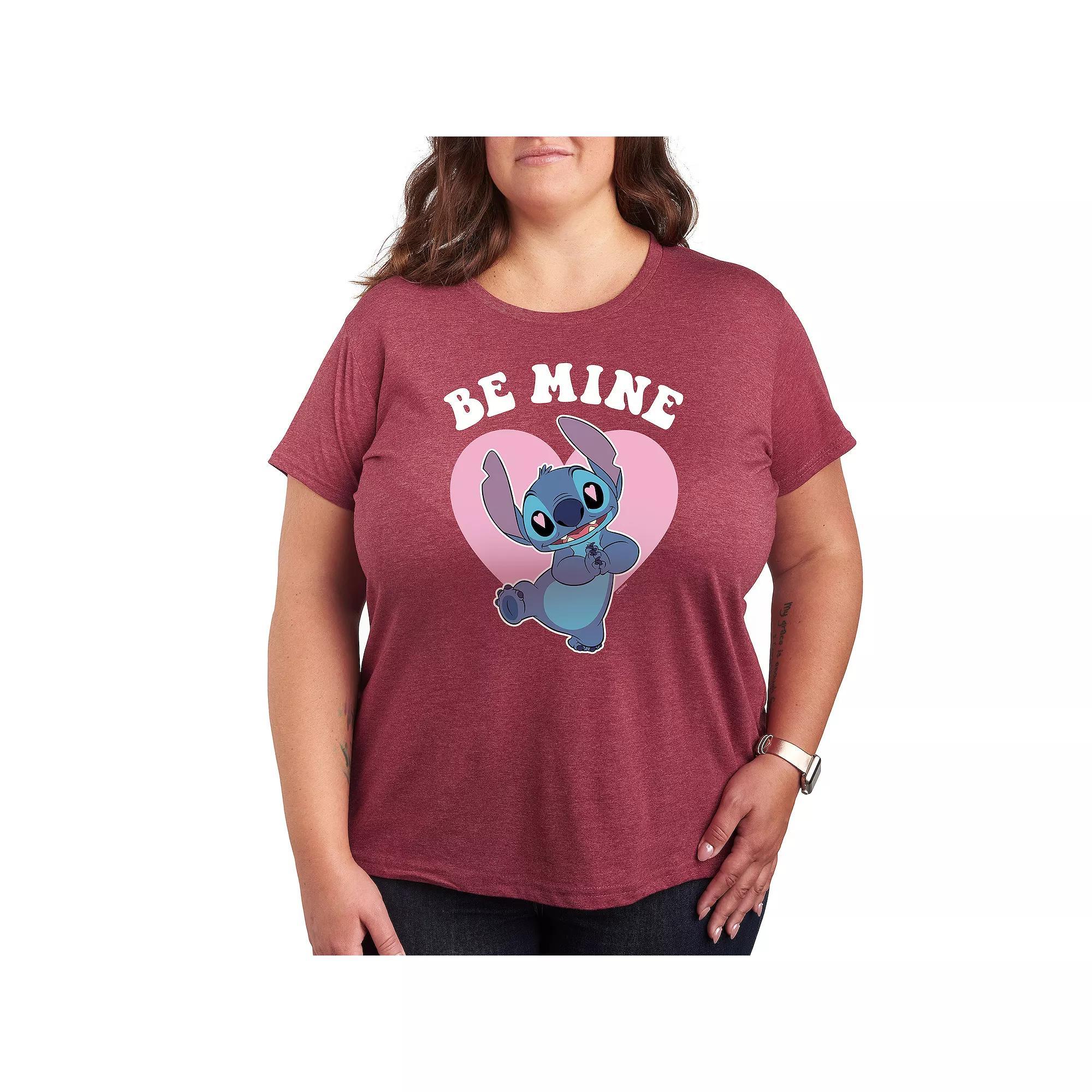 Disney's Lilo & Stitch Plus Be Mine Graphic Tee, Women's, Size: 3XL, Grey Dark Red Product Image