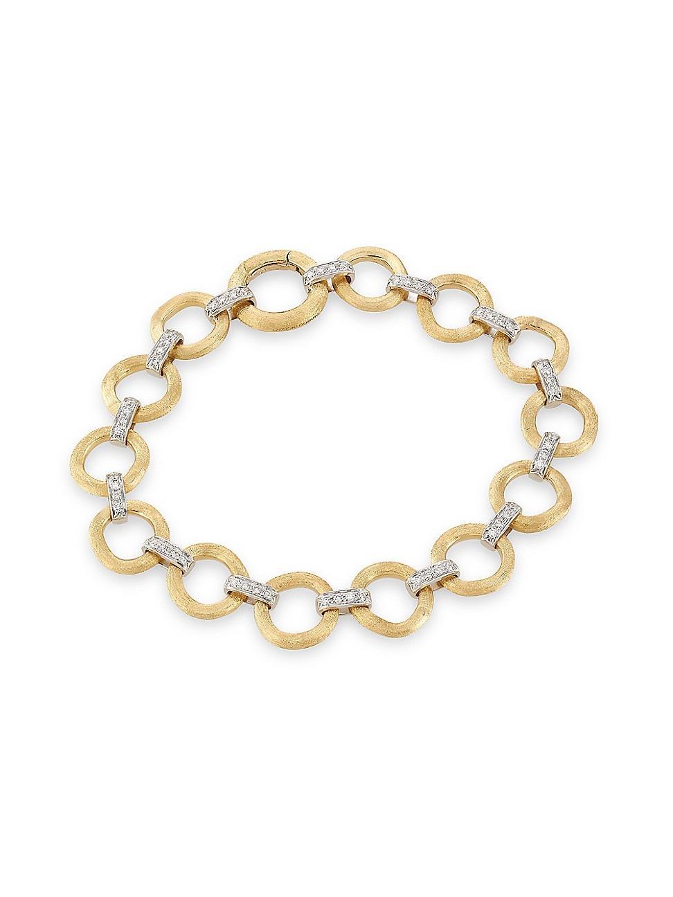 Womens Jaipur Link 18K Yellow & White Gold & Diamond Flat-Link Bracelet Product Image