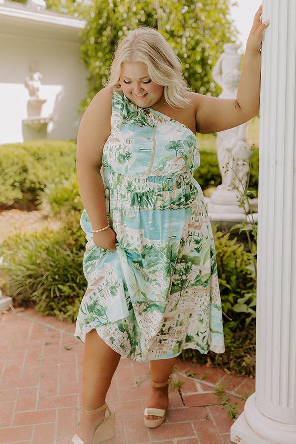 Strolling Through Capri Linen-Blend Midi Dress Curves Product Image