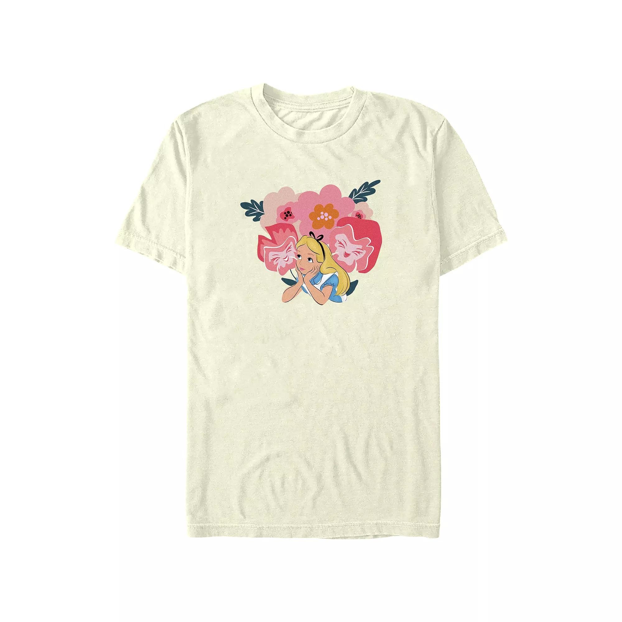 Disney's Alice In Wonderland Flower Talk Juniors' Boyfriend Graphic Tee, Women's, Size: Medium, Natural Product Image