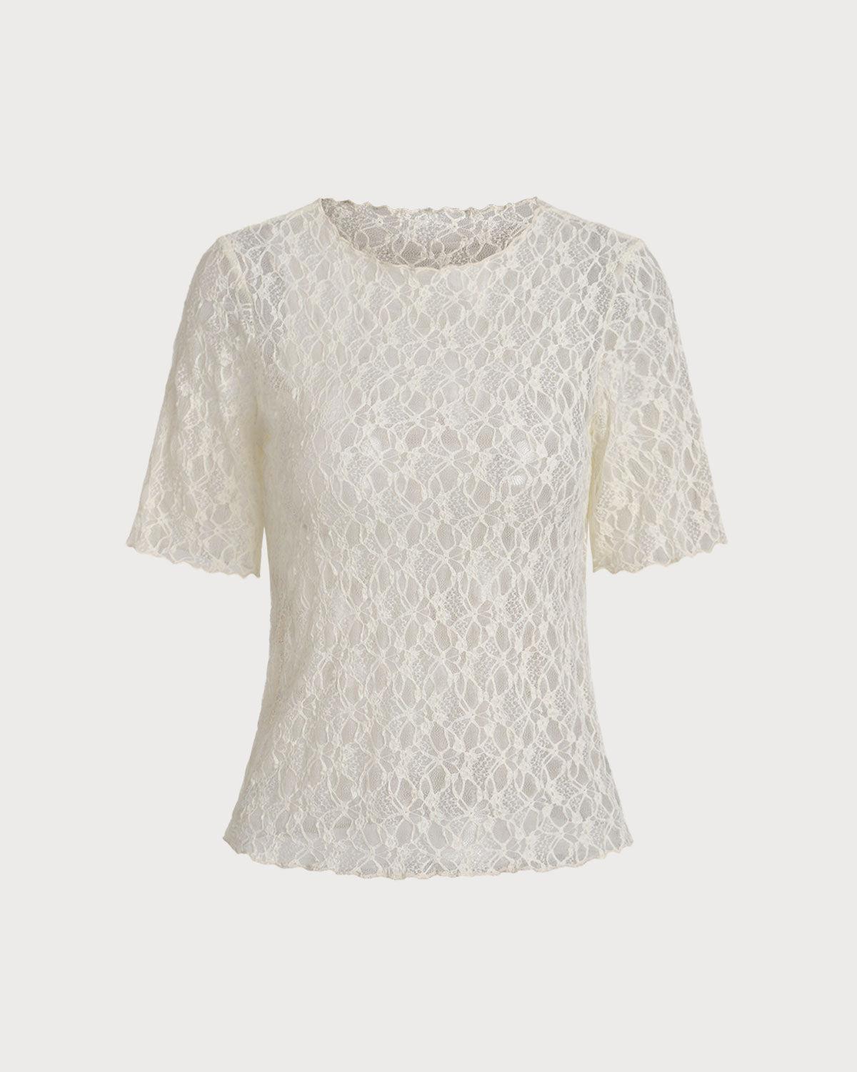 Beige Round Neck Textured Half Sleeve Tee Product Image