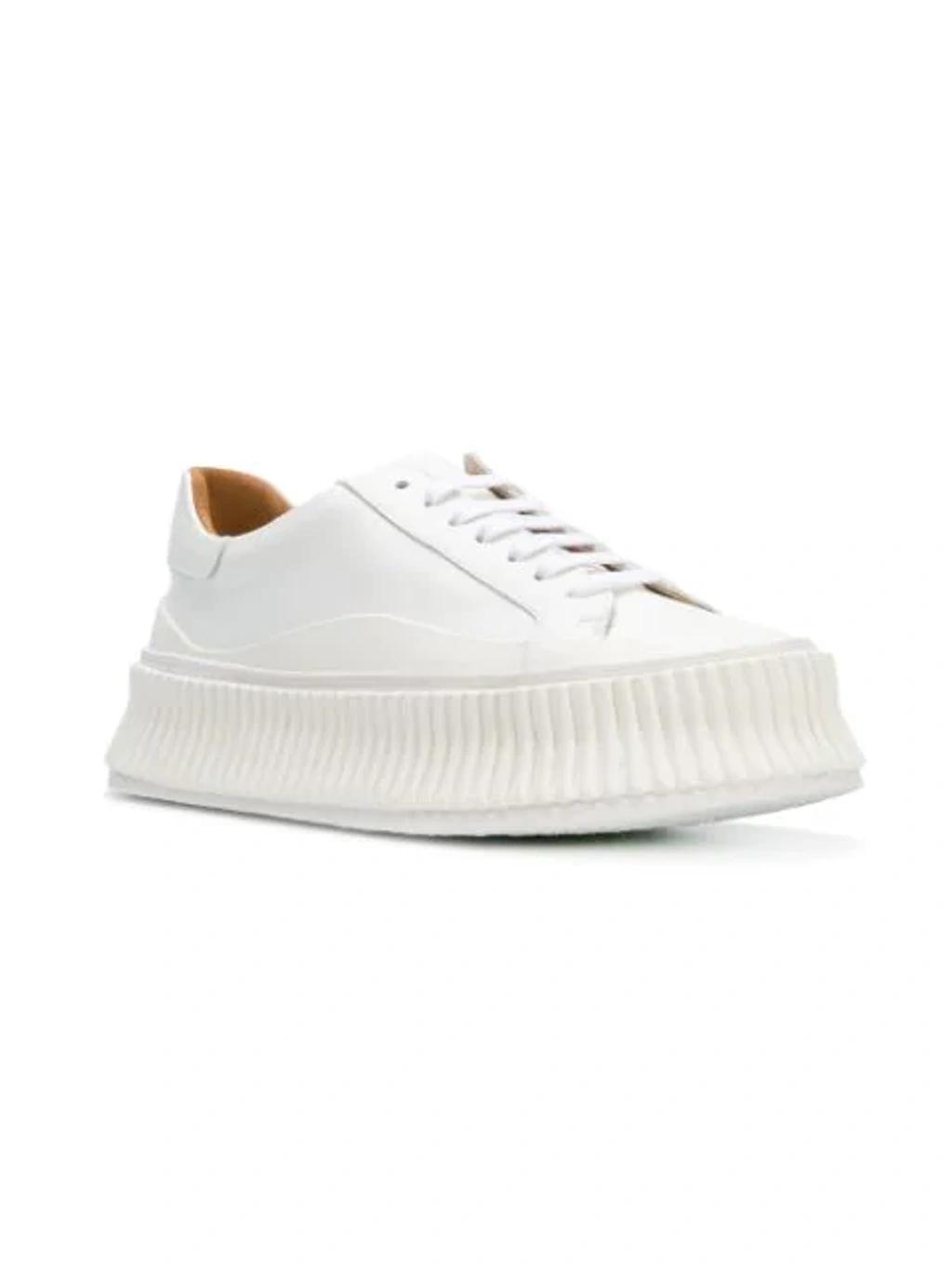 Chunky Sole Lace-up Sneakers In Beige Product Image