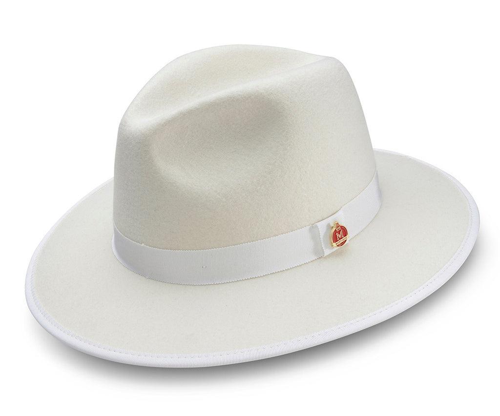 White 3 ¼" Brim Wool Felt Hat with Red Bottom Product Image