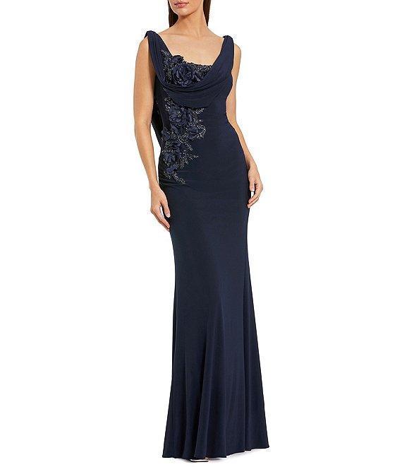 Mac Duggal Bow One Shoulder Bow Detail Brocade A-line Gown Product Image