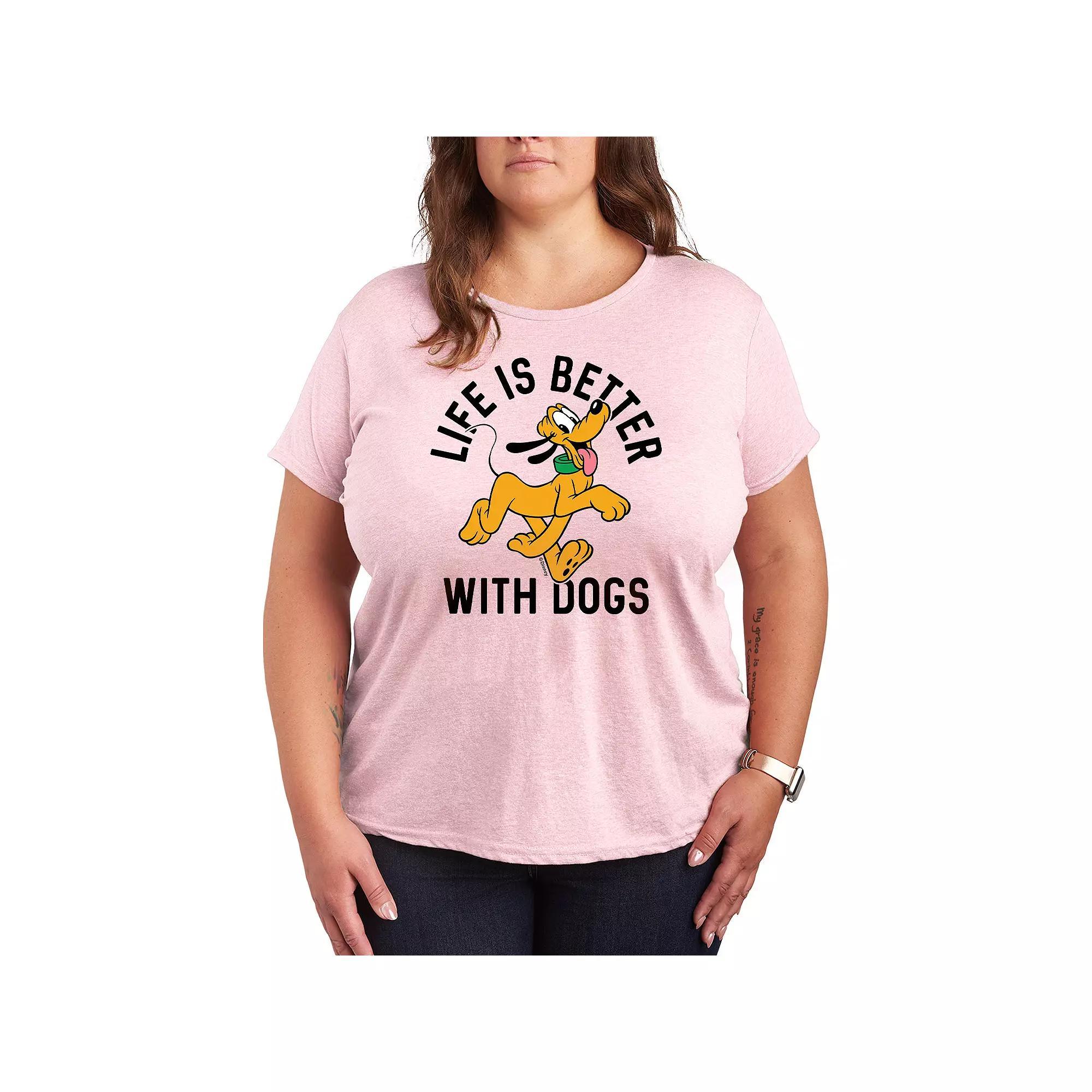 Disney's Pluto Plus Life Is Better With Dogs Graphic Tee, Women's,  Product Image