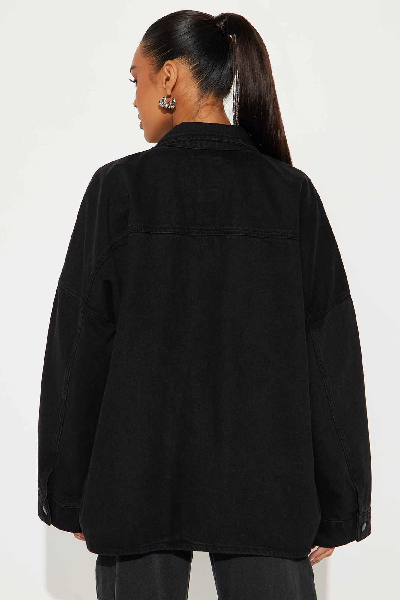 Candice Oversized Denim Jacket - Black Product Image