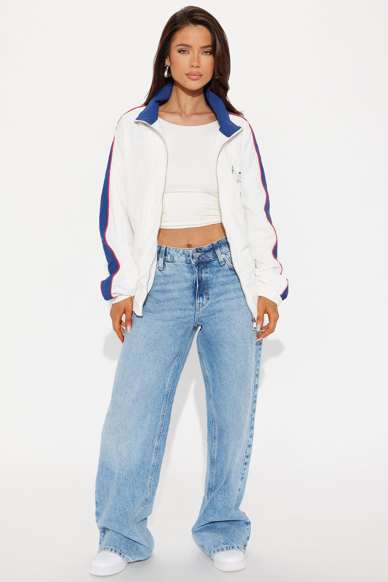 Player One Sporty Oversized Windbreaker - White/combo Product Image