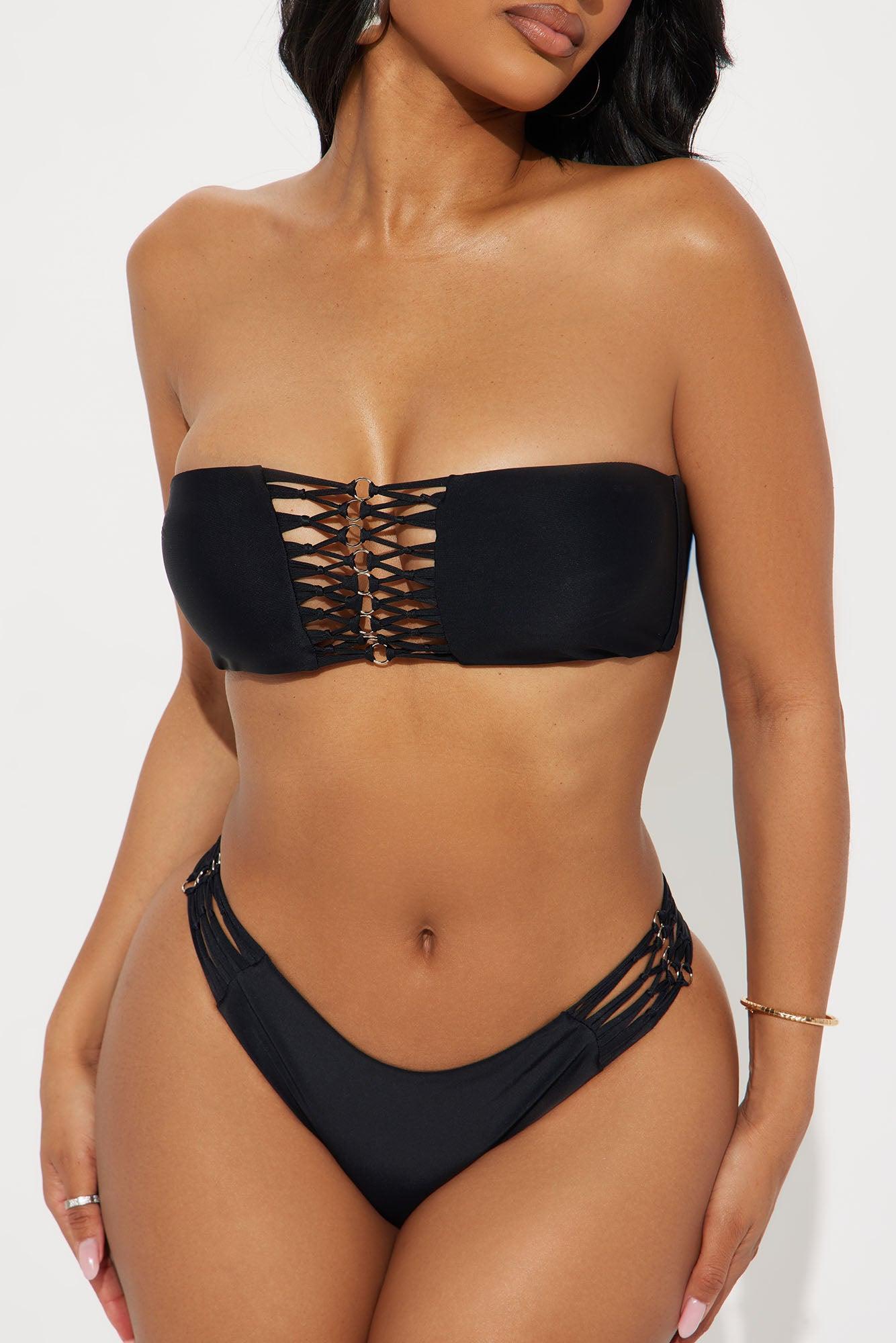 Summer Secret Macrame Strappy 2 Piece Bikini - Black Product Image