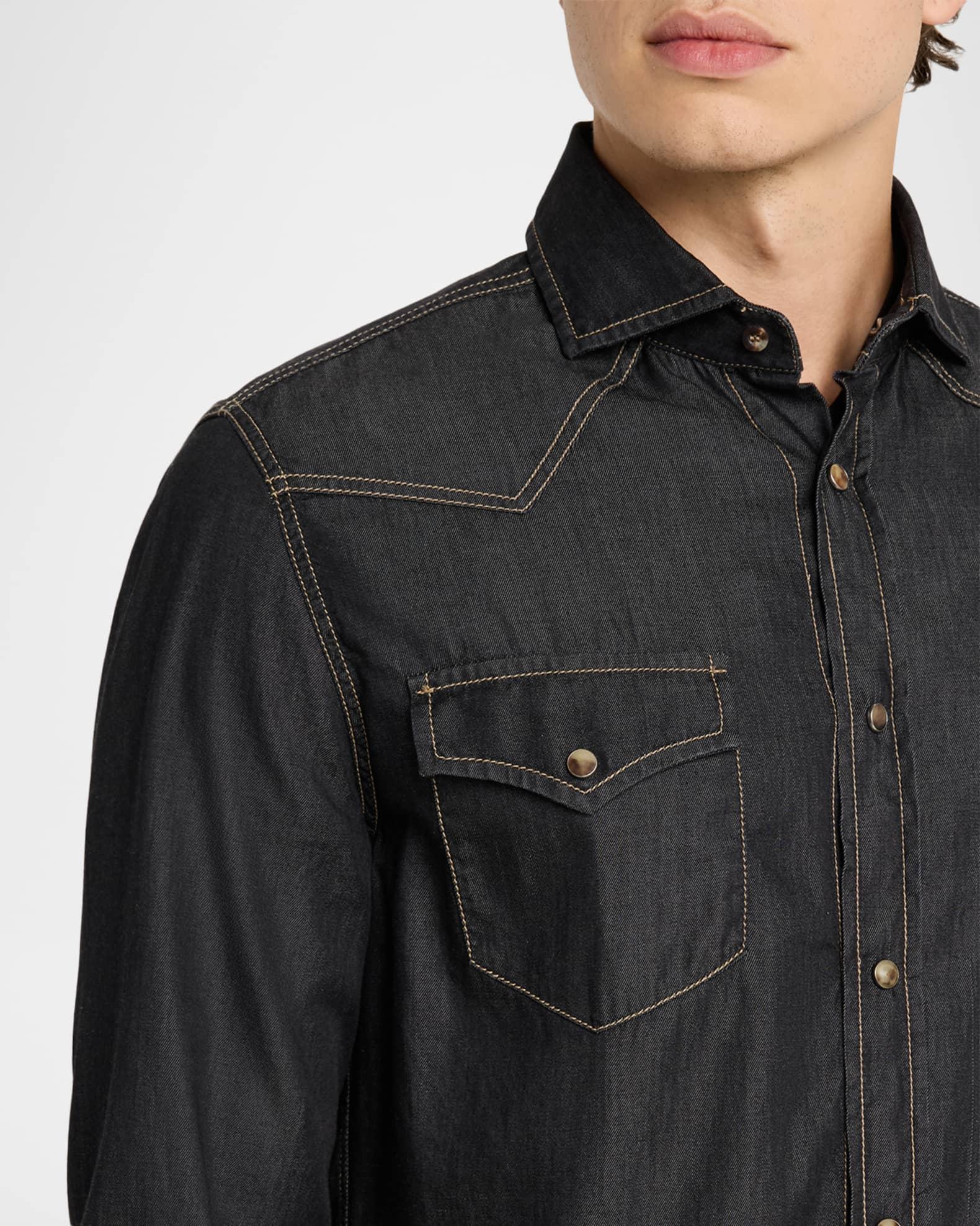 Mens Lightweight Denim Western Shirt Product Image