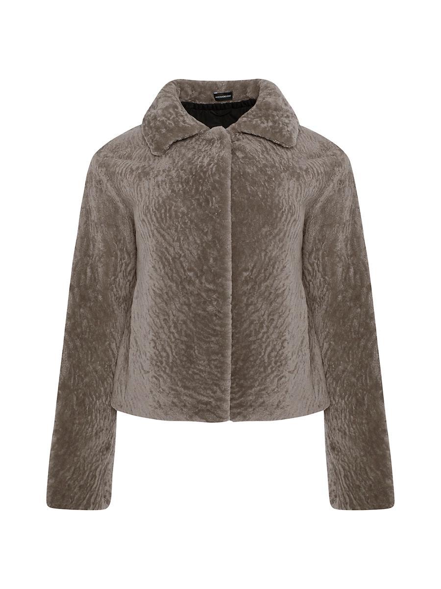 Womens Textured Shearling Lamb Jacket Product Image