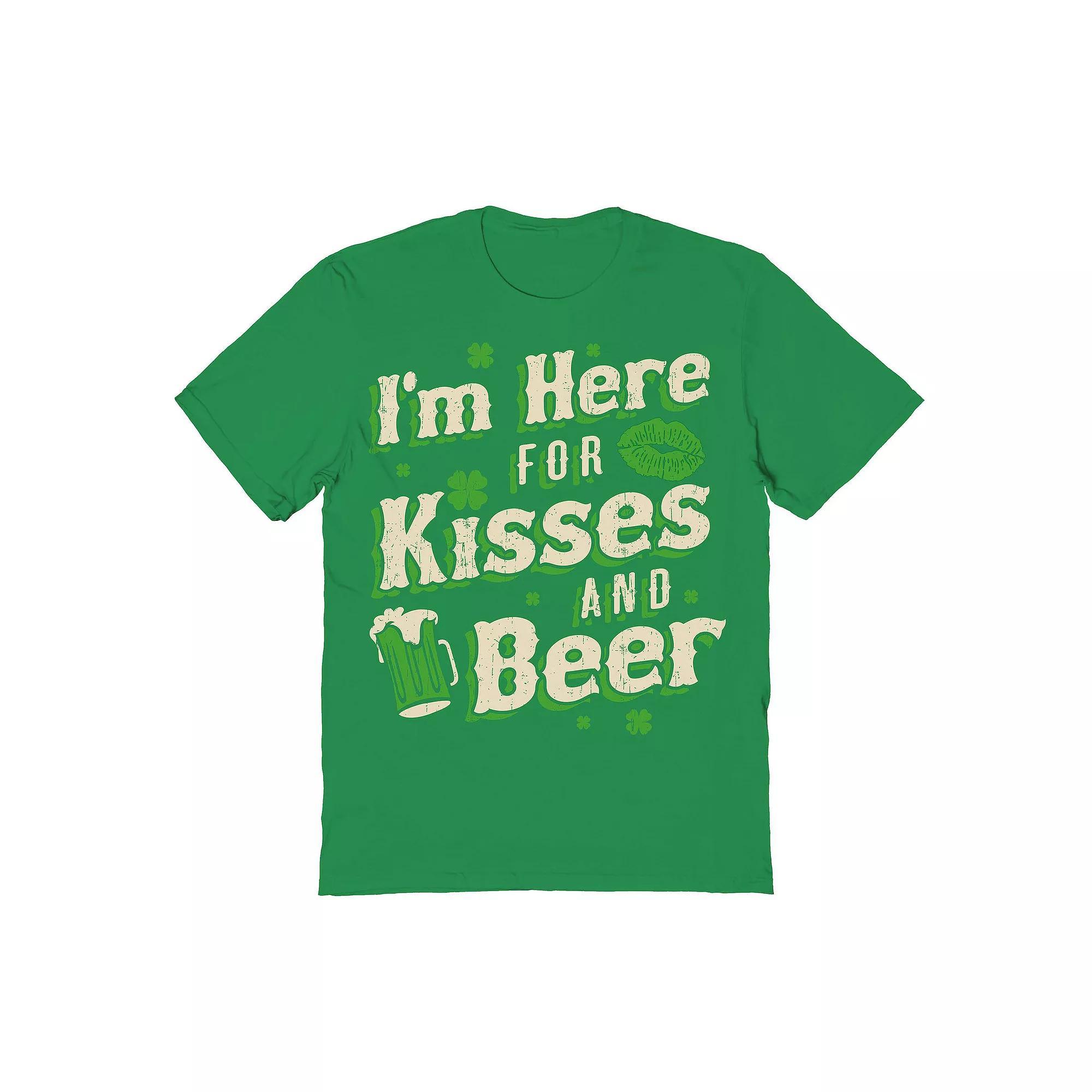 Men's St Patrick's Day Kisses And Beer Graphic Tee,  Product Image