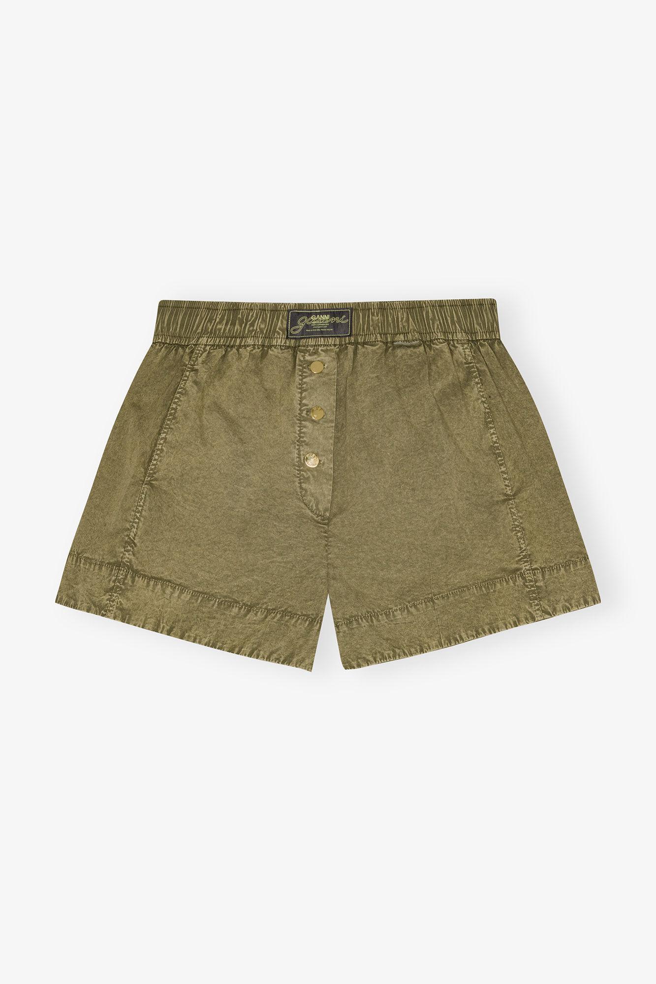 Green Washed Cotton Shorts Product Image