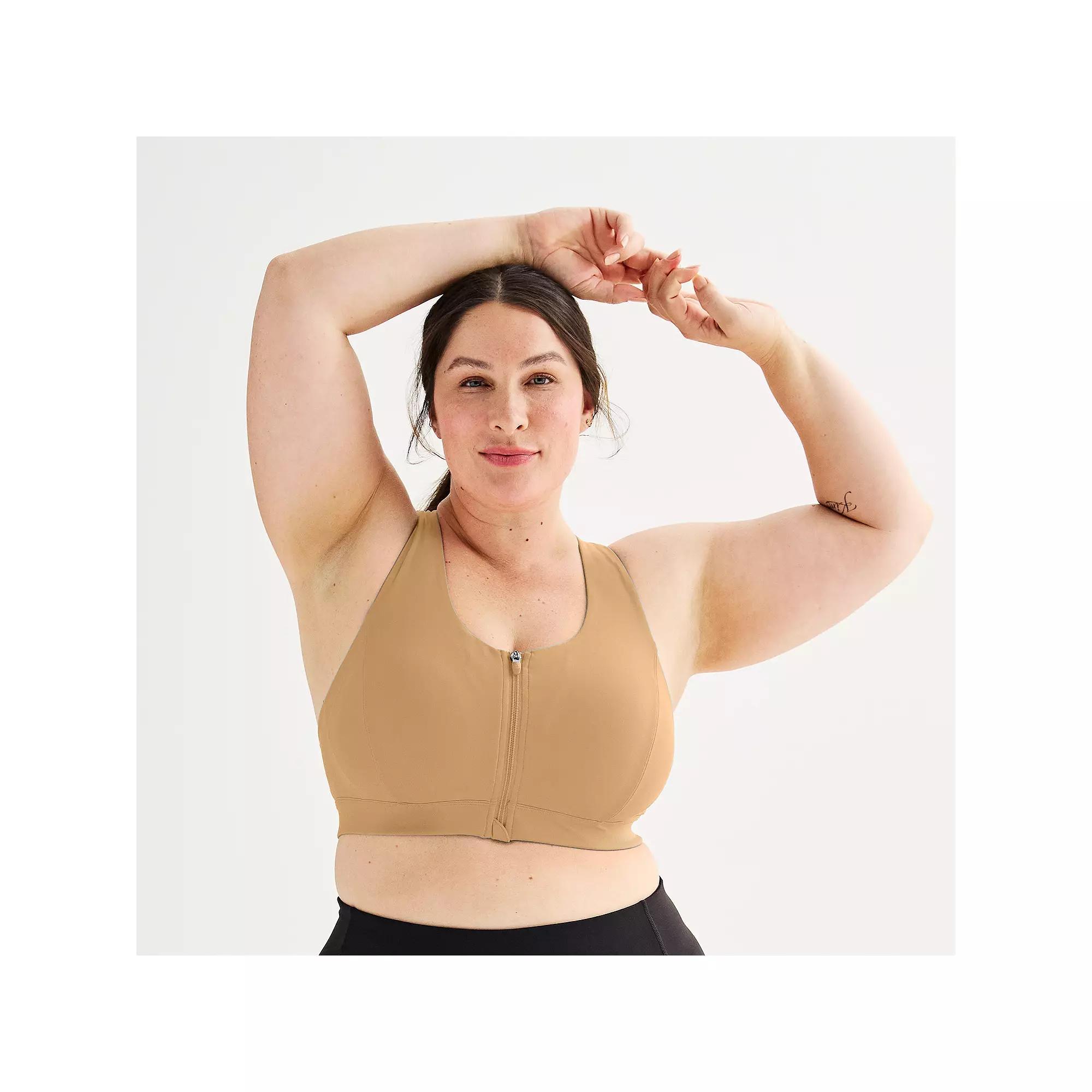 Plus Size Tek Gear® Ultrastretch Medium Support Zip Front Sports Bra, Women's, Size: 4XL, Mini Latte Product Image