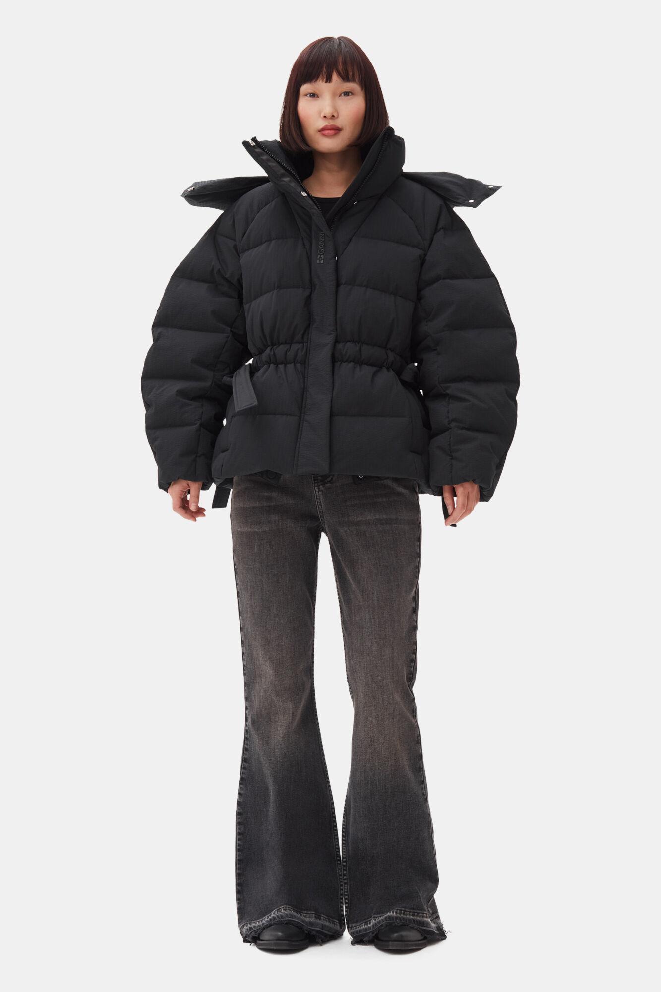 Black Tech Oversized Puffer Jacket Product Image