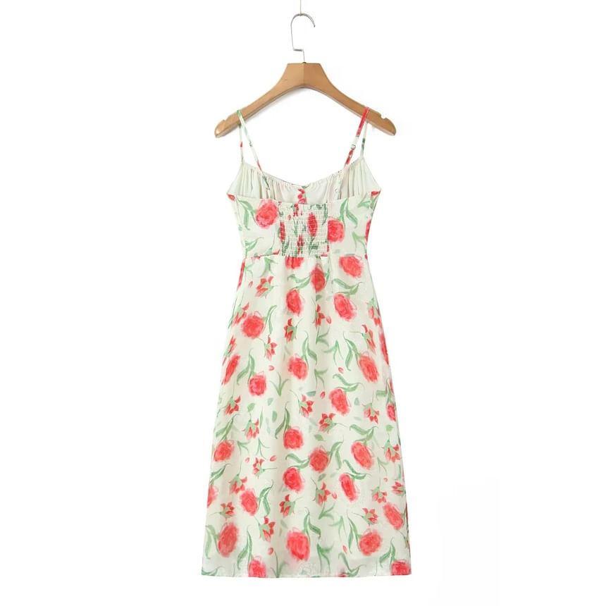 Spaghetti Strap Floral Midi Sheath Sundress Product Image