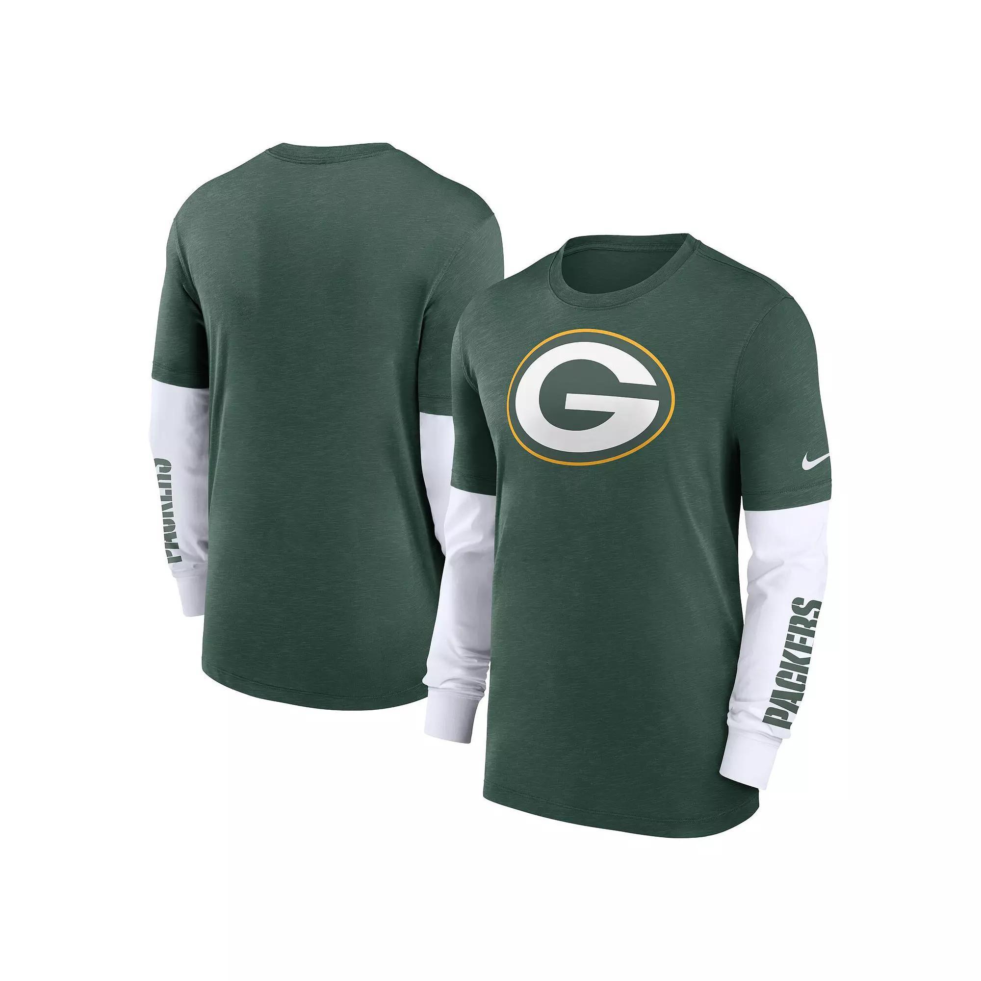 Men's Nike Heather Green Green Bay Packers Slub Fashion Long Sleeve T-Shirt, Size: 2XL Product Image