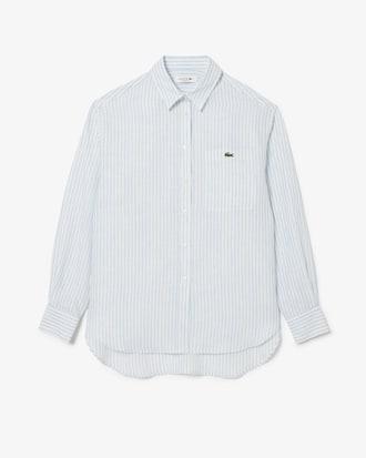 Oversized Striped Linen Shirt Product Image