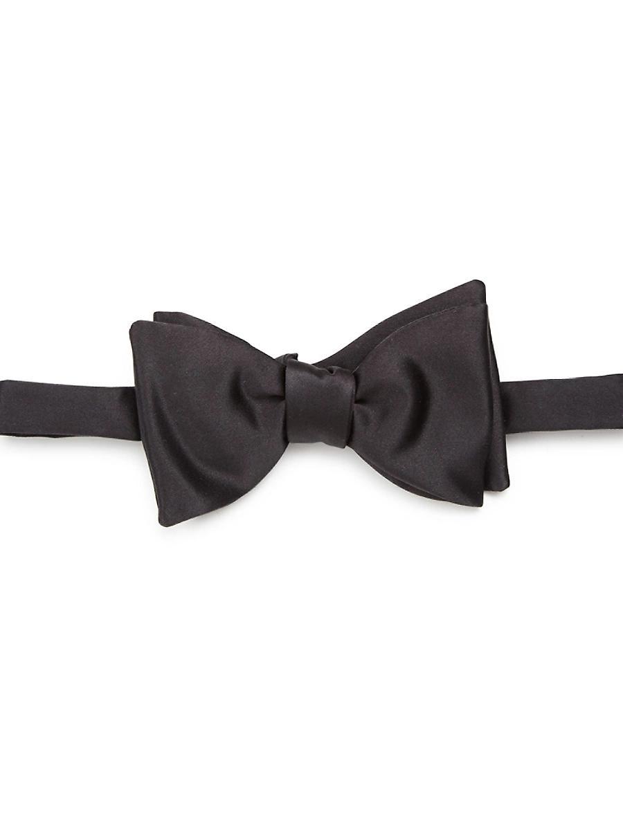 Black Silk Satin Ready-Tied Bow Tie Product Image