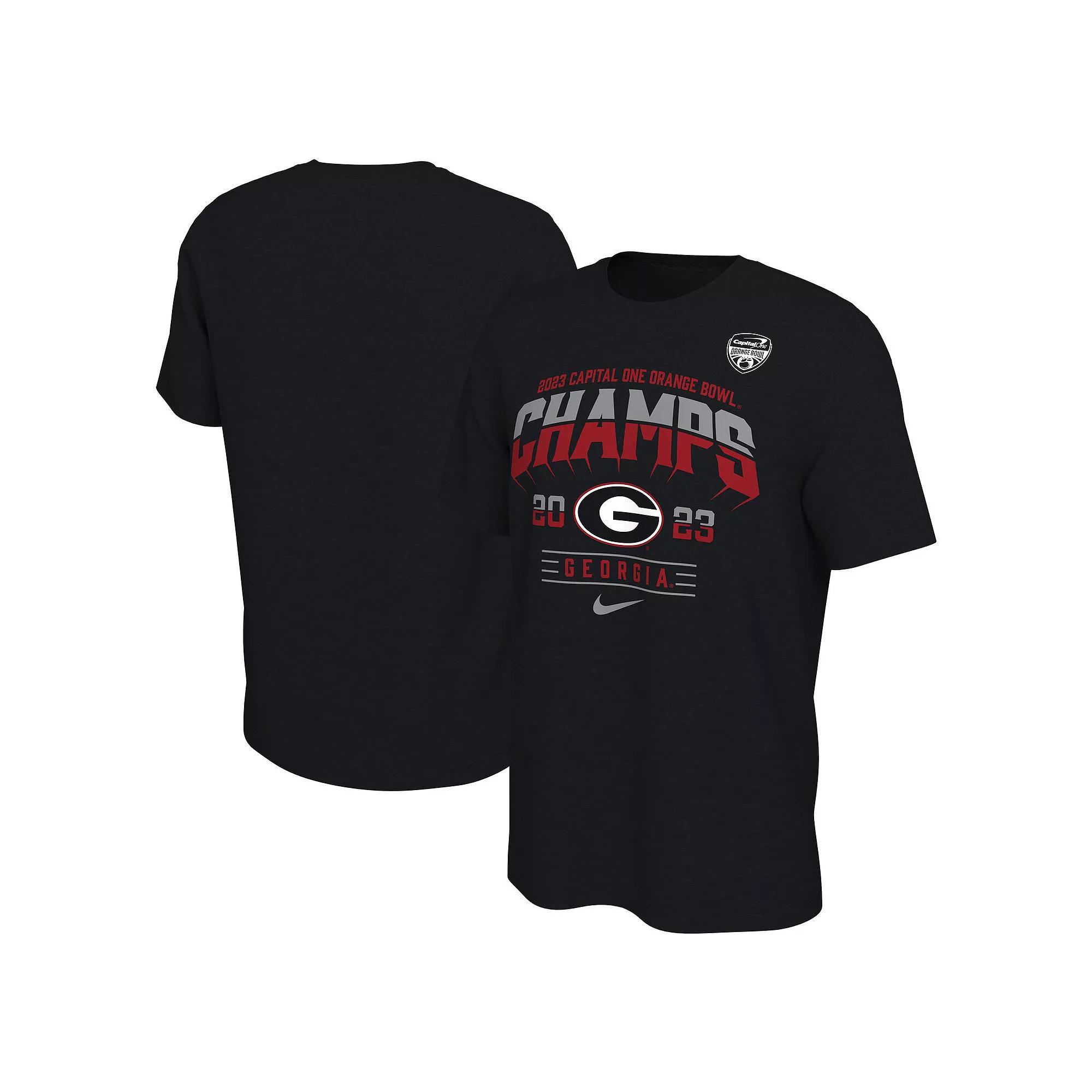 Men's Nike Black Georgia Bulldogs 2023 Orange Bowl Bowl Champions Locker Room T-Shirt, Size: Large Product Image