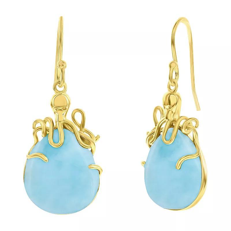 Nautica Rocks Gold Over Silver Larimar Octopus Earrings, Womens, Gold Tone Product Image