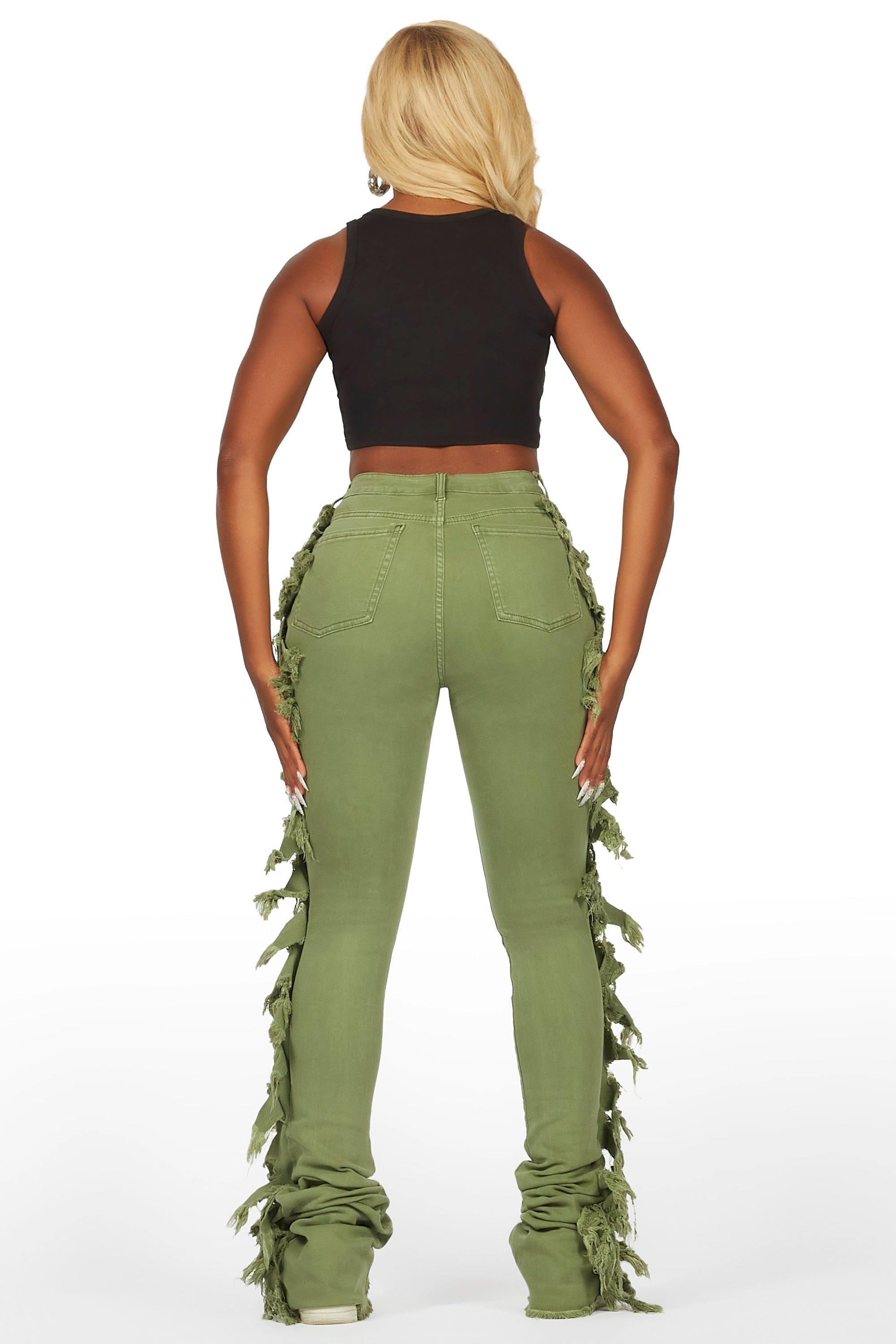 Cataleya Olive Super Stacked Jean Female Product Image