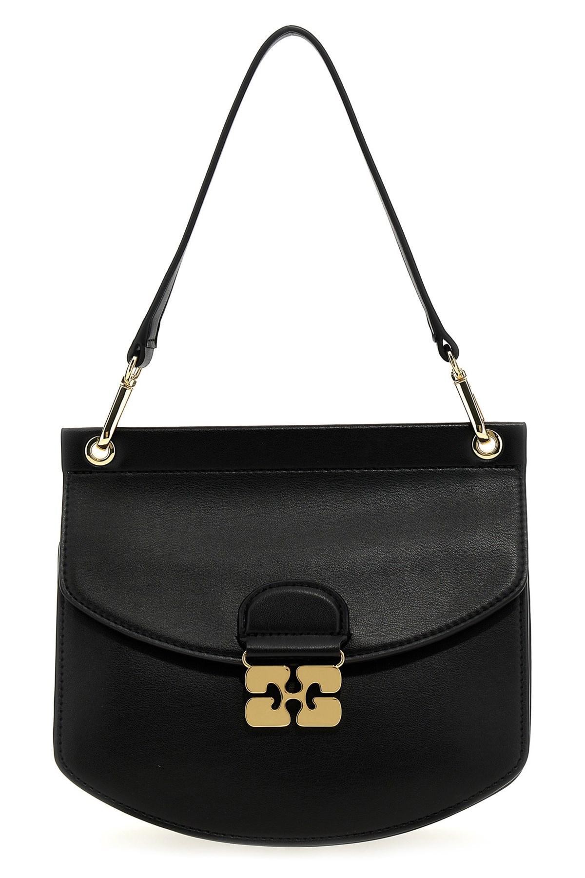 GANNI Small Shoulder Bag With Adjustable Strap And Gold-tone Hardware In Black Product Image