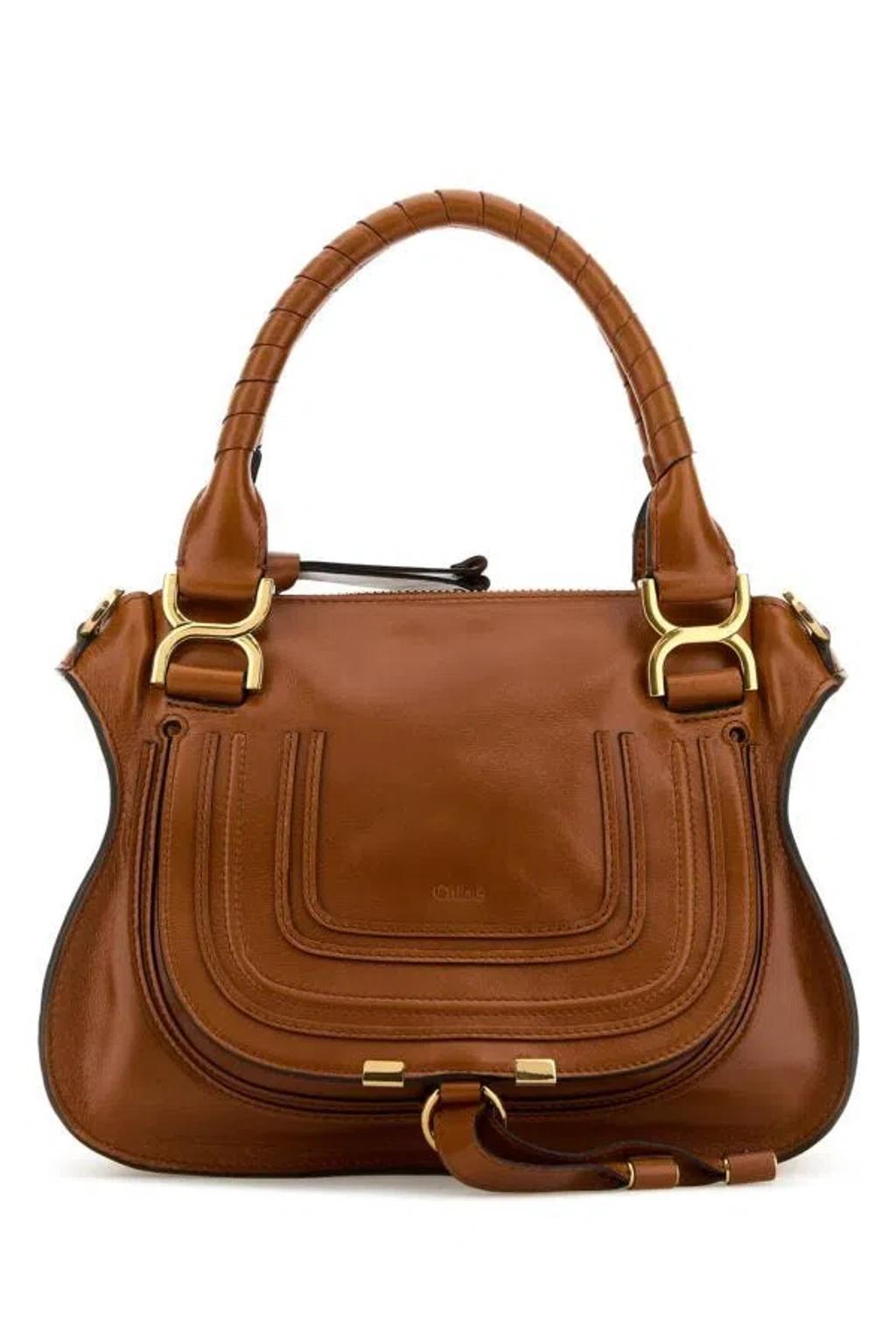 Brown Leather Small Marcie Handbag Product Image