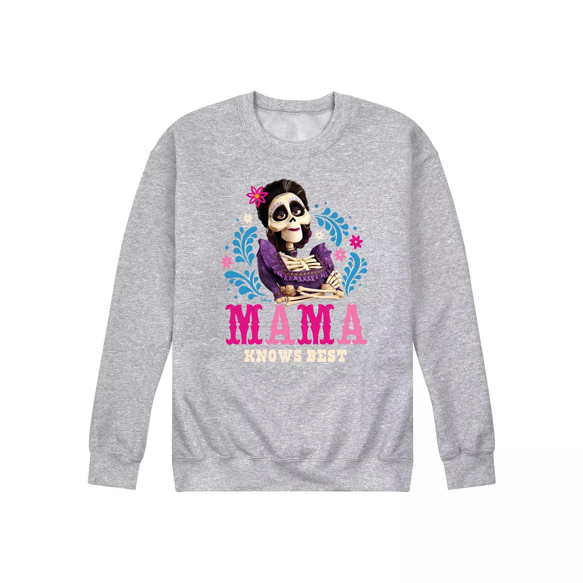 Disney / Pixar's Coco Imelda Men's Mama Knows Best Fleece Sweatshirt, Size: Medium, Gray Product Image