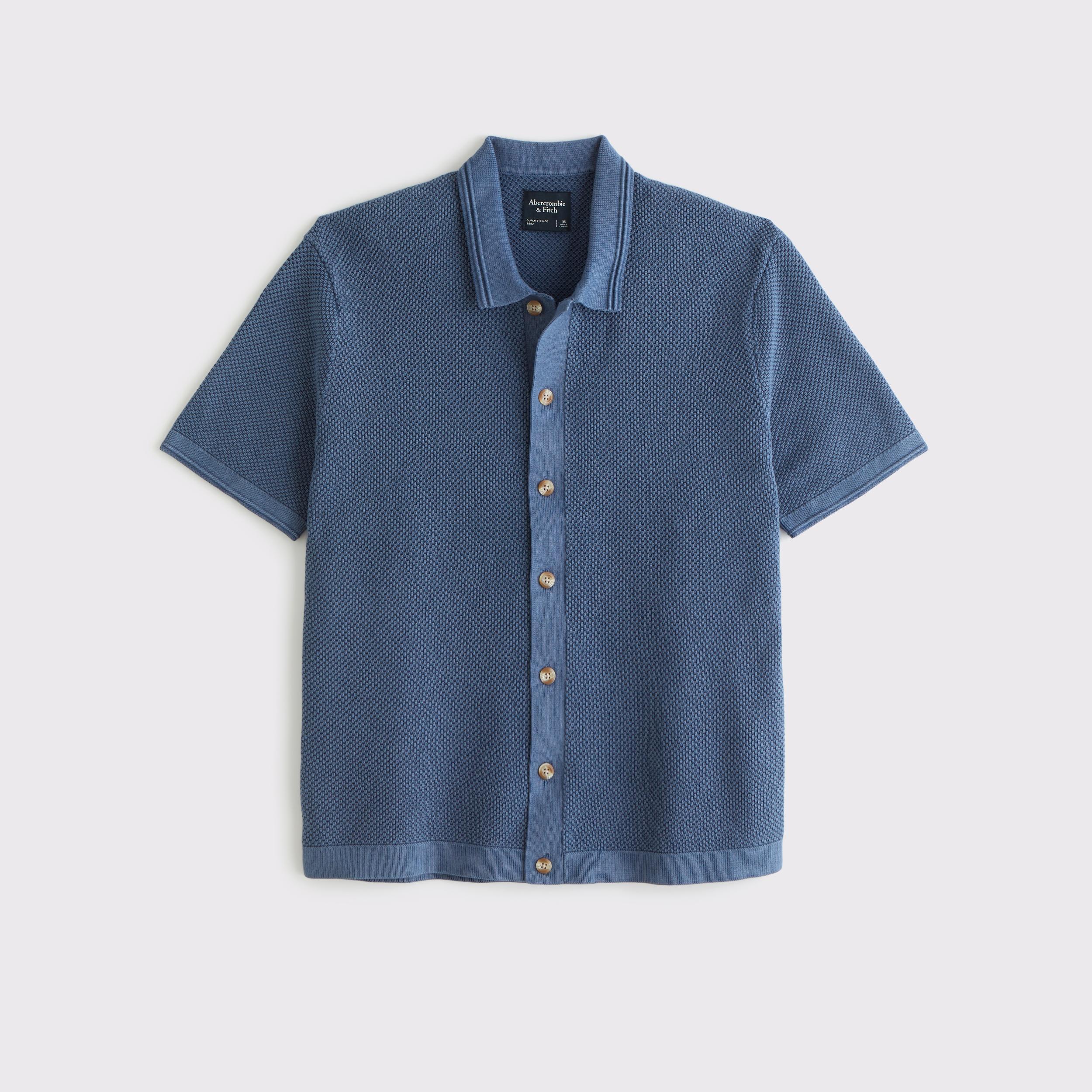 Garment Dye Button-Through Sweater Polo Product Image