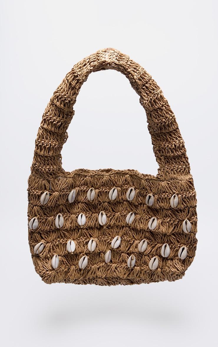 Natural Raffia Shell Detail Beach Bag Product Image