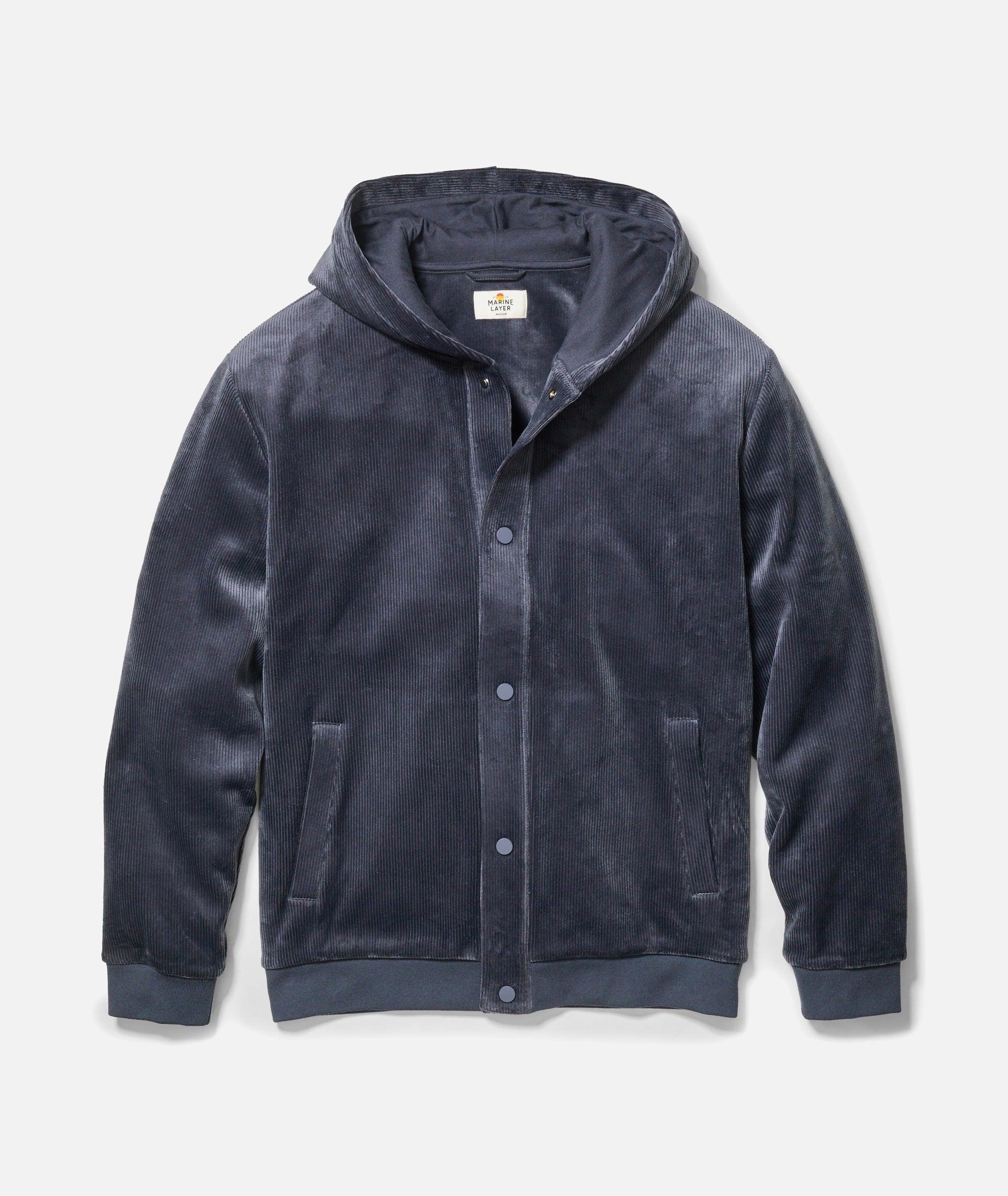 Cord Velour Snap Hoodie Product Image