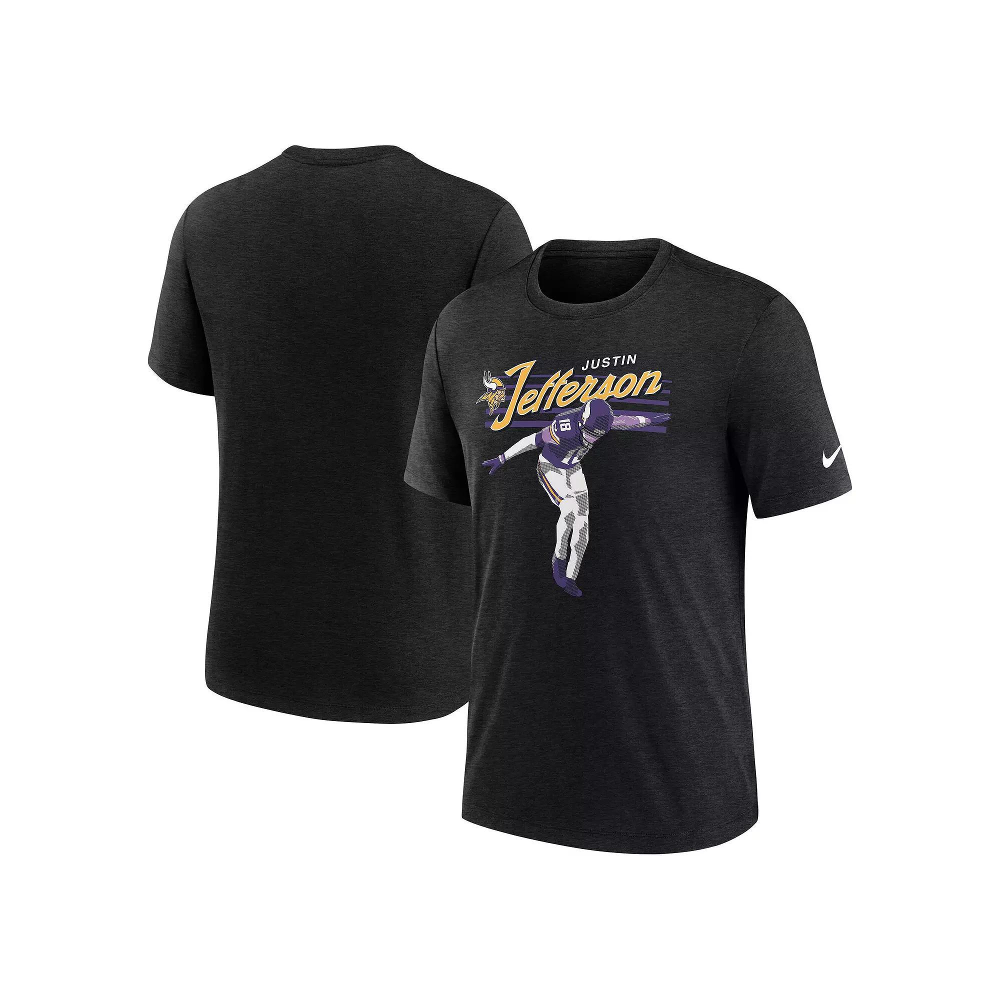 Men's Nike Justin Jefferson Heather Black Minnesota Vikings Player Graphic T-Shirt,  Product Image