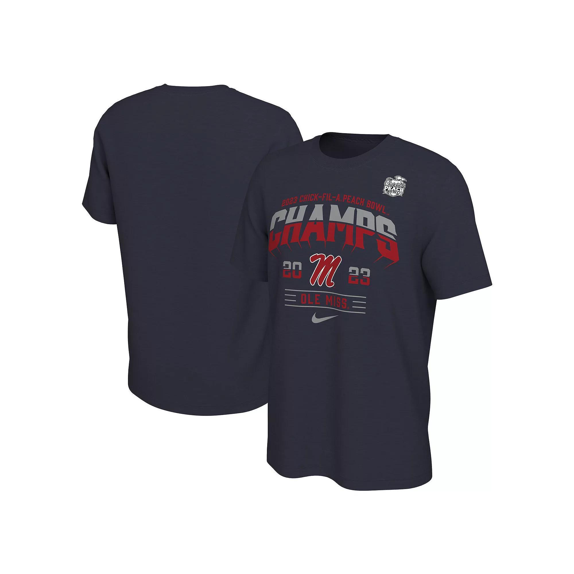 Men's Nike Navy Ole Miss Rebels 2023 Peach Bowl Champions Locker Room T-Shirt, Size: Large, Blue Product Image