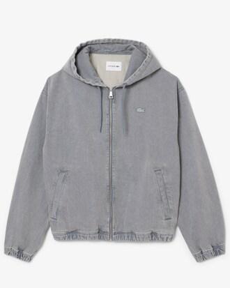 Washed Effect Denim Hooded Jacket Product Image