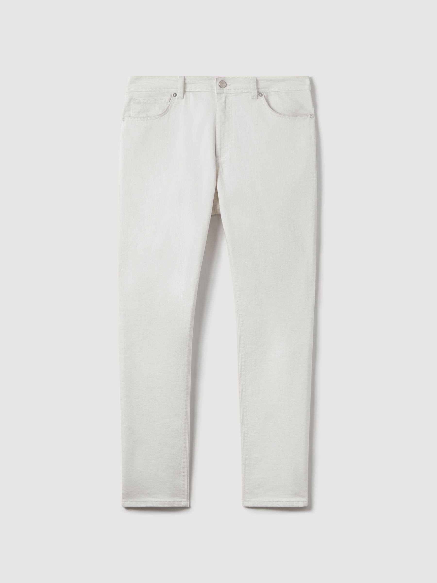 Tapered Slim Fit Jeans in Ecru Product Image