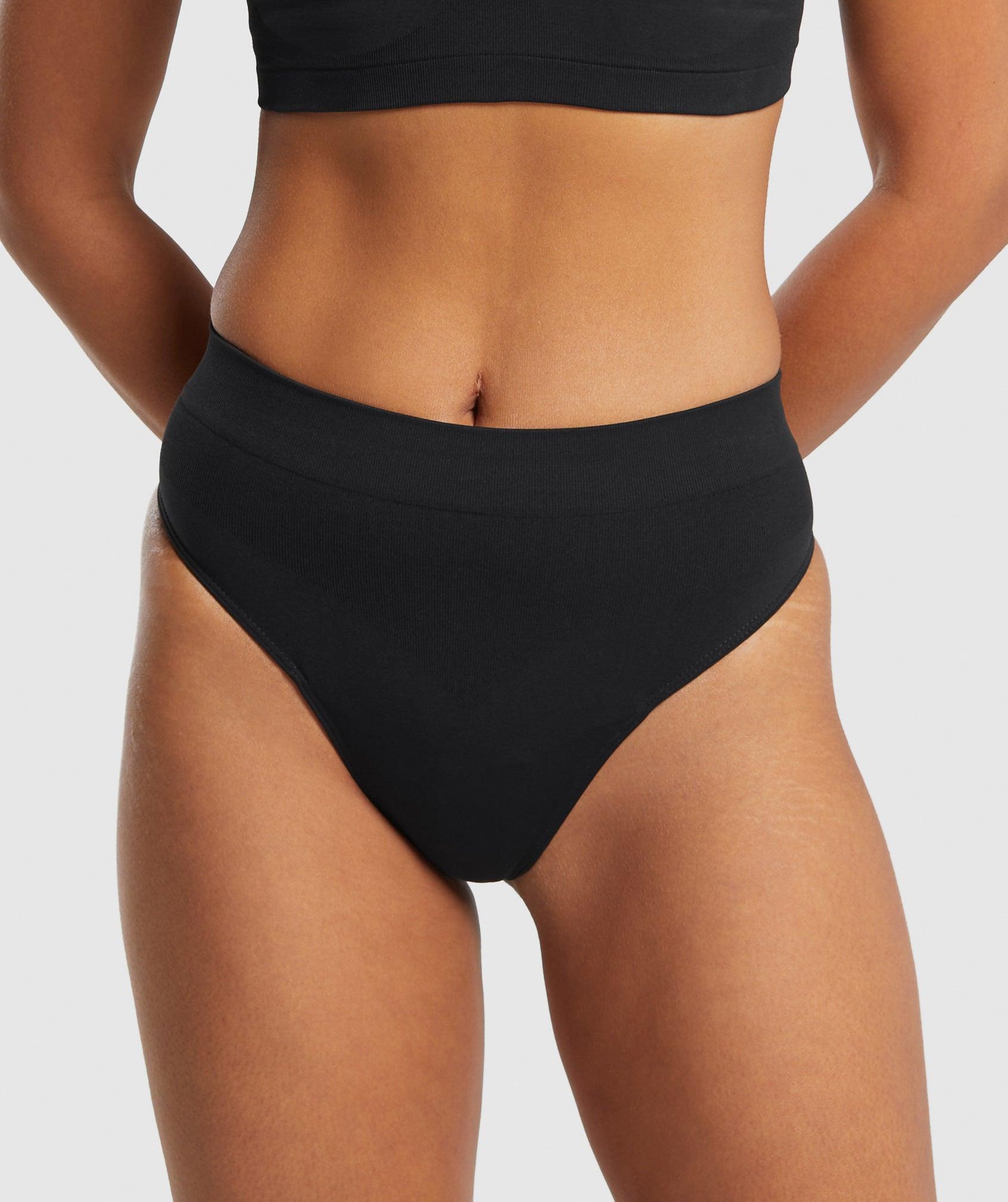 Gymshark Seamless High Waisted Thong - Black Female Product Image