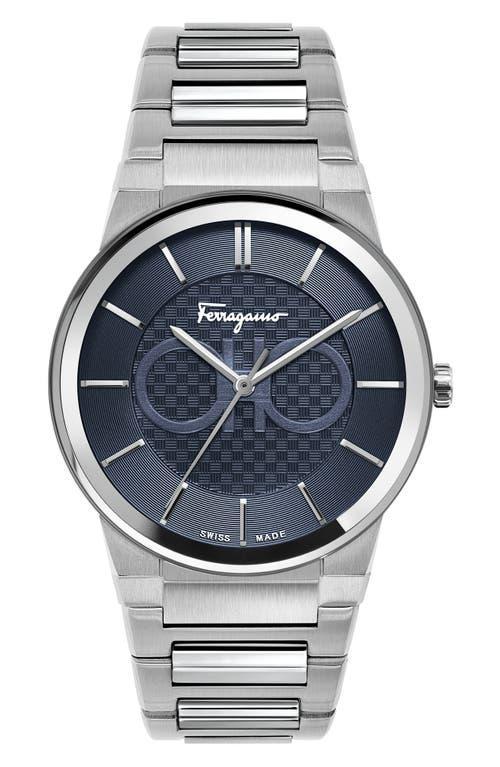 Mens Ferragamo Sapphire Stainless Steel Bracelet Watch Product Image