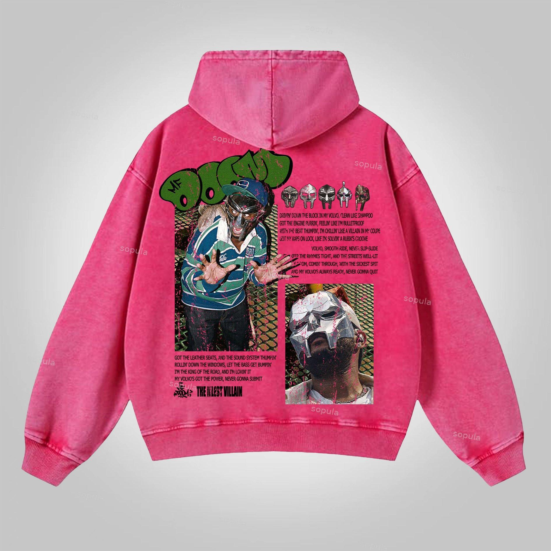 The Illest Villain Mf Doom Graphic Washed Zip-Up Hoodie Product Image