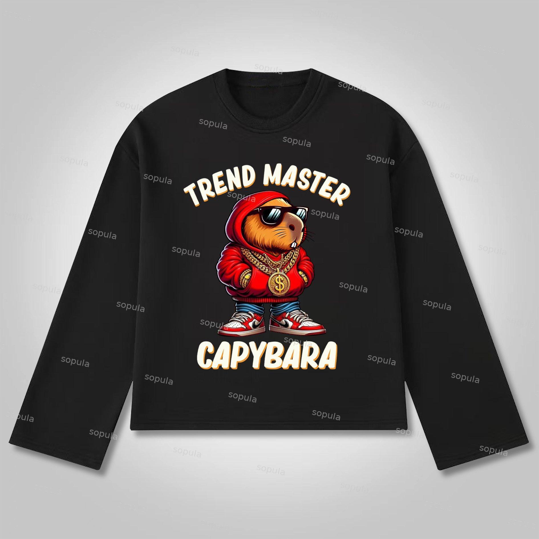 Sopula Capybara Trend Master Cartoon Graphics Cotton Long Sleeve T-Shirt Product Image
