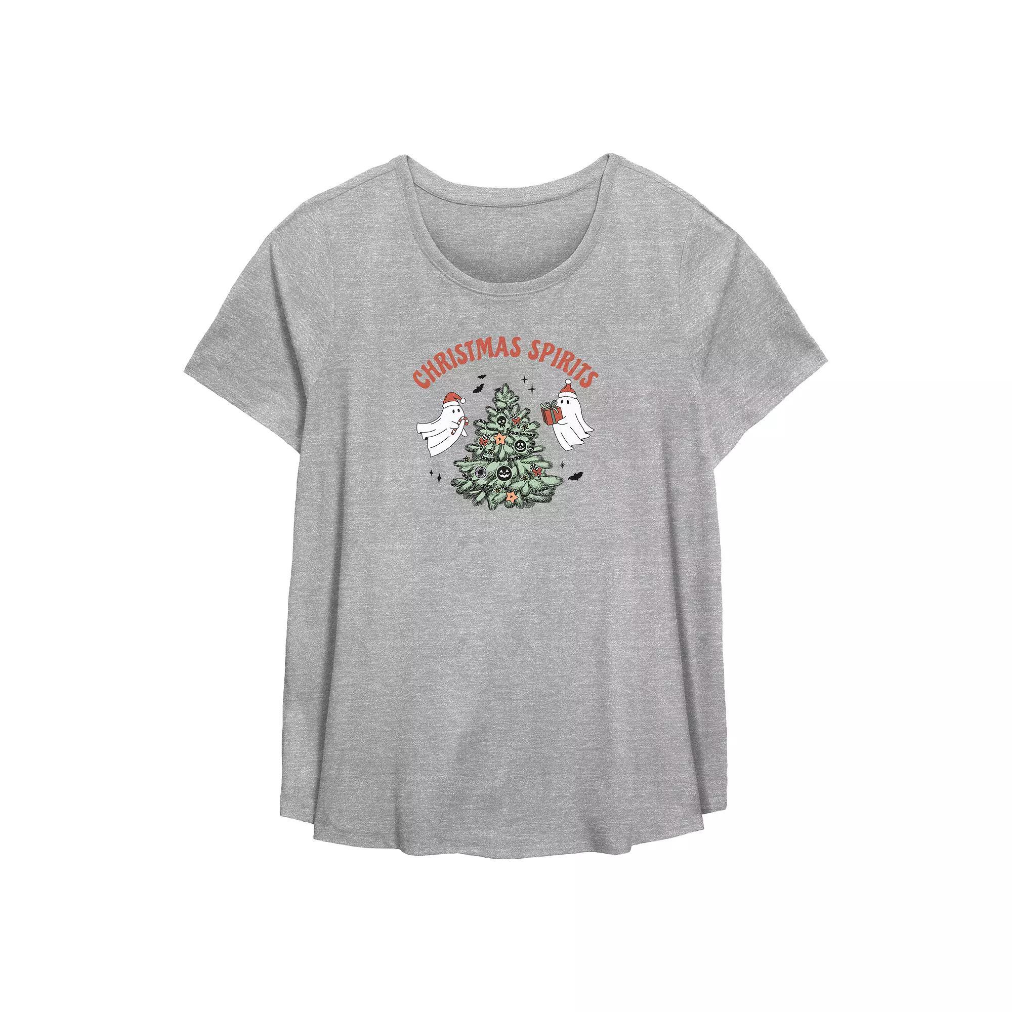 Plus Size Christmas Spirits Flowy Graphic Tee, Women's, Size: 4XL, Grey Gray Product Image